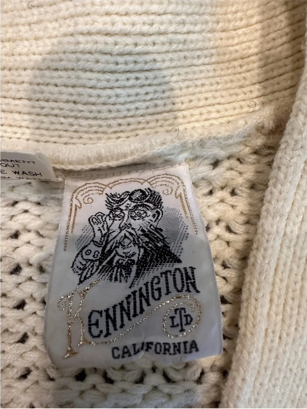 Cream V-Neck Knit Sweater with Taupe and Gray Stripes